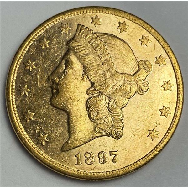 Last Minute! 1897 Gold $20 Liberty Head MS62 PL Details
