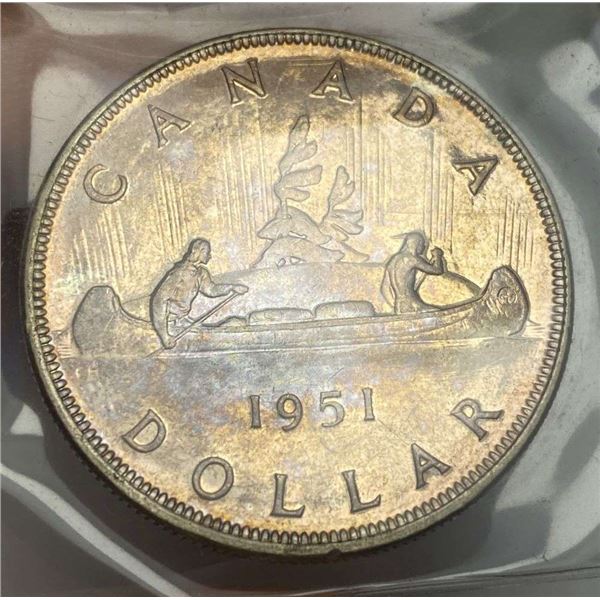 Old Time 1951 Canada Silver Dollar XF/AU