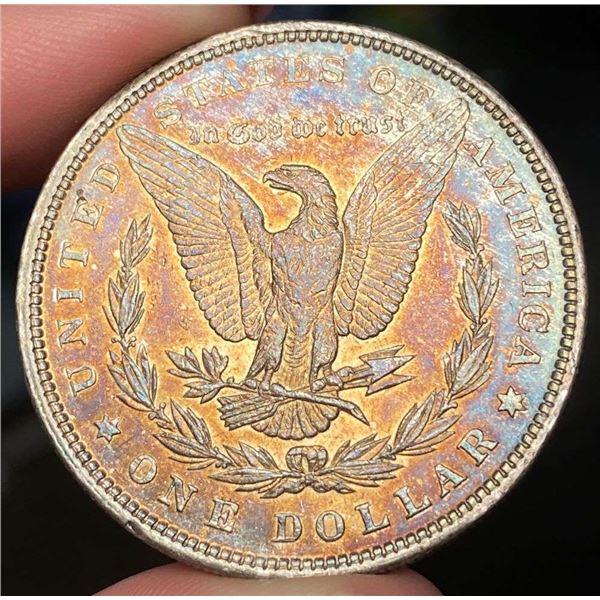 Beautiful Toning 1884 Morgan Silver Dollar MS63