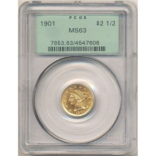 1901 Gold $2.50 Liberty Head PCGS MS63 OGH
