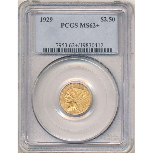 1929 Gold $2.50 Indian Head PCGS MS62+