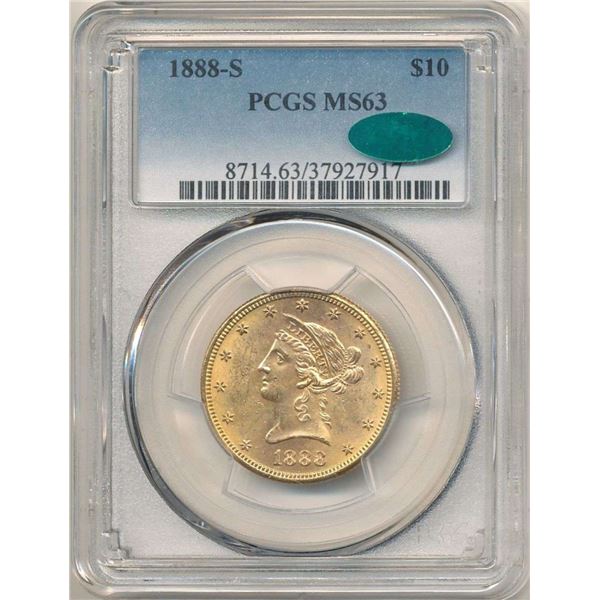 1888-S Gold $10 Liberty Head PCGS MS63 CAC