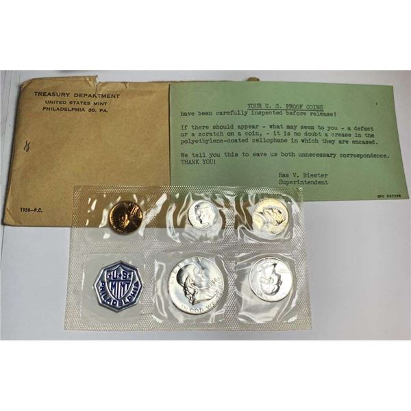 1958 U.S. Mint Philadelphia Treasury Department Proof Set (5-coins)