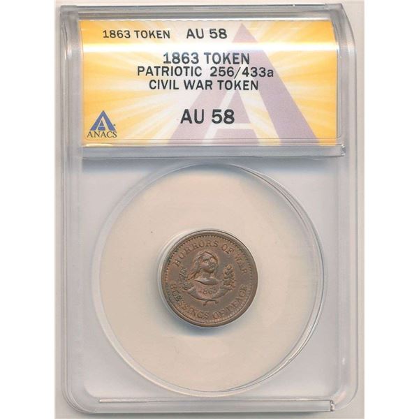 1863 Patriotic Civil War Token ANACS AU58