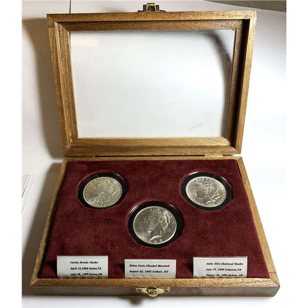 1889-1925 Morgan & Peace Silver Dollar Set (3-coins)