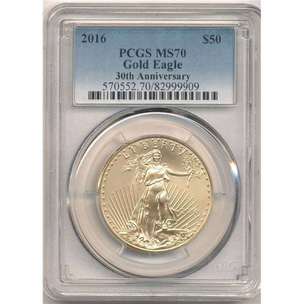 1916 Gold $50 American Eagle PCGS MS70 30th Anniversary