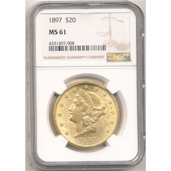 Last Minute! 1897 Gold $20 Liberty Head NGC MS61