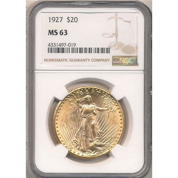 Last Minute! 1927 Gold $20 Saint Gaudens NGC MS63