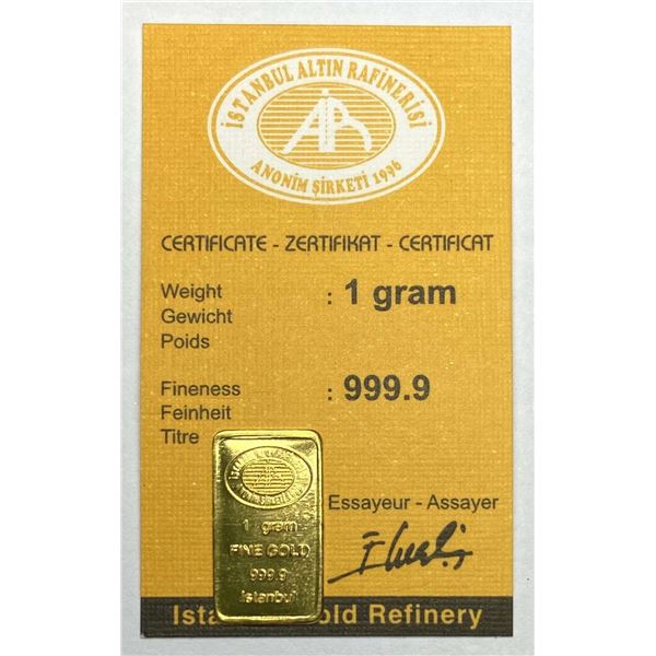 Istanbul Gold Refinery 1 Gram .9999 Gold Bar