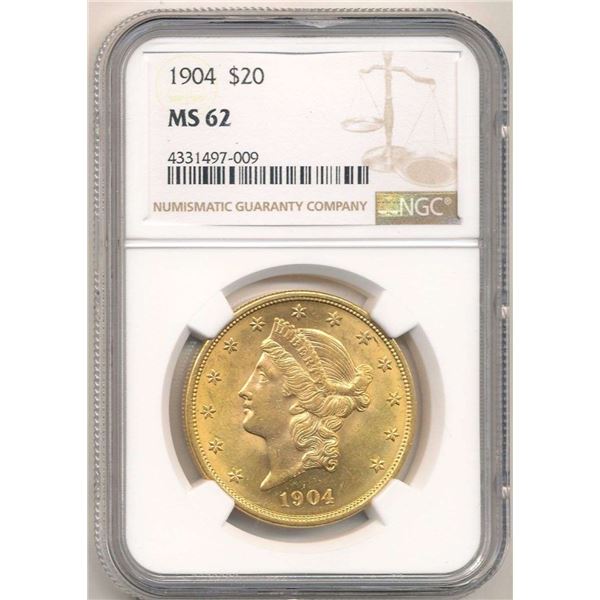 Last Minute! 1904 Gold $20 Liberty Head NGC MS62