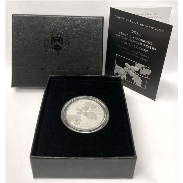 Last Minute! 2023-W First Amendment To The U.S. Constitution $100 Proof 1 ozt .9995 Platinum