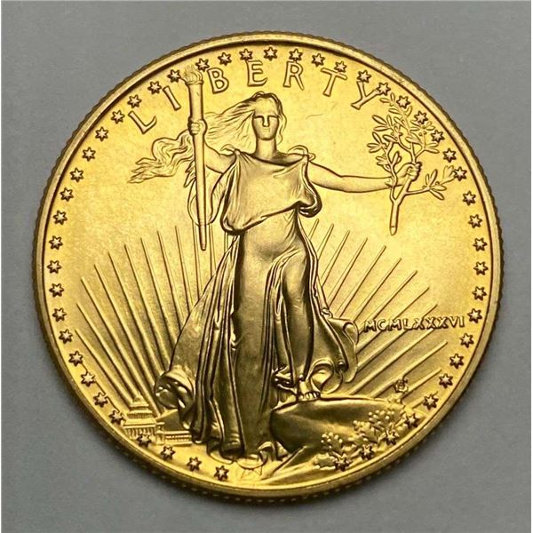 First Year 1986 American Gold $25 Eagle 1/2 ozt