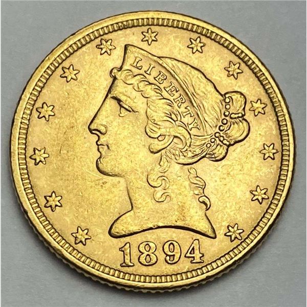Last Minute! 1894 Gold $5 Liberty Head MS63
