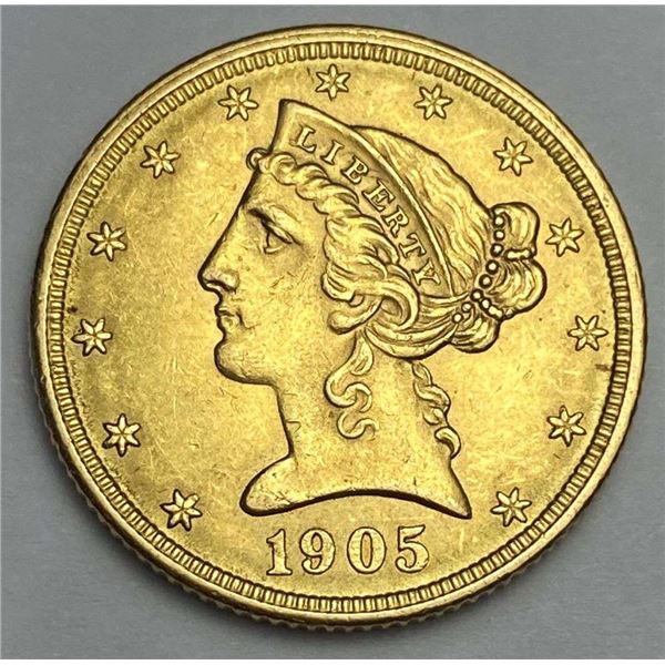 Last Minute! 1905 Gold $5 Liberty Head MS63