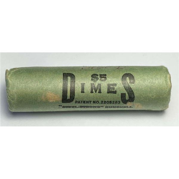 Bank Wrapped Roll (50) 1960-D Roosevelt 90% Silver Dimes Choice BU