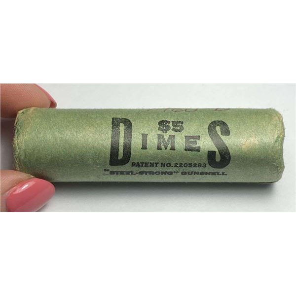 Bank Wrapped Roll (50) 1960-D Roosevelt 90% Silver Dimes Choice BU