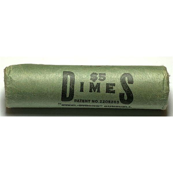 Bank Wrapped Roll (50) 1960-D Roosevelt 90% Silver Dimes Choice BU