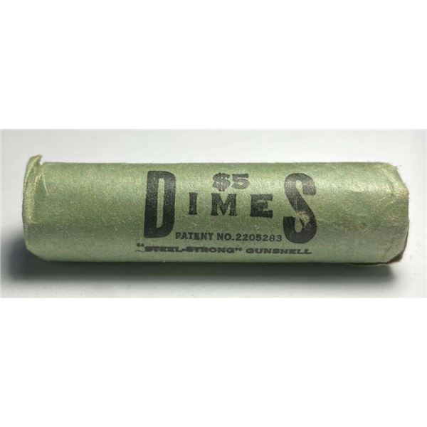 Bank Wrapped Roll (50) 1960-D Roosevelt 90% Silver Dimes Choice BU