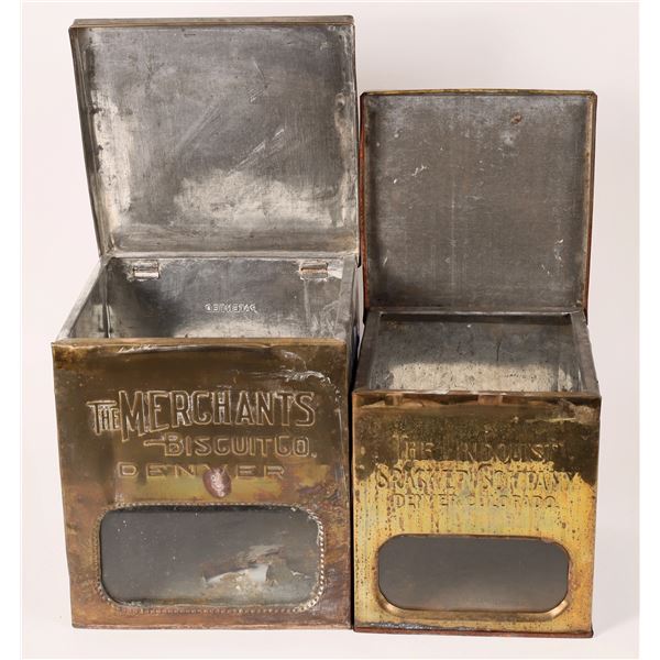 Cracker Store Counter Display Canisters (2)  1900s [172226]