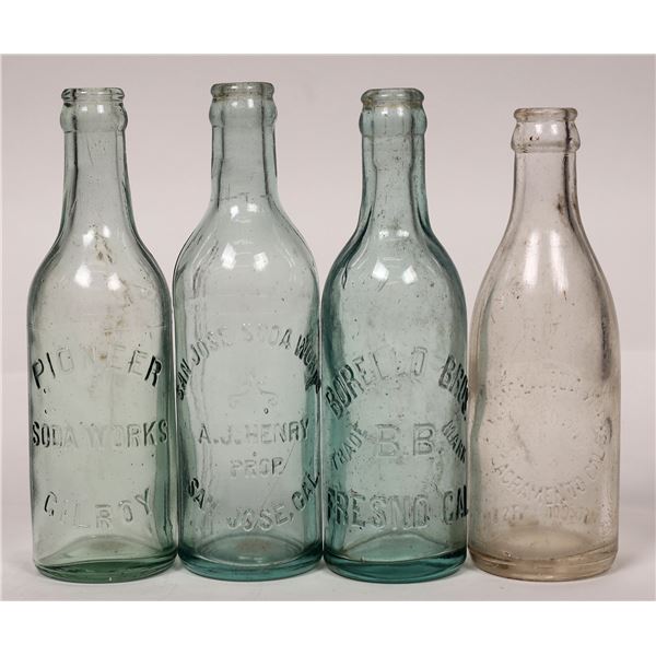 Central California Embossed Crown Top Soda Bottles (4) [178665]