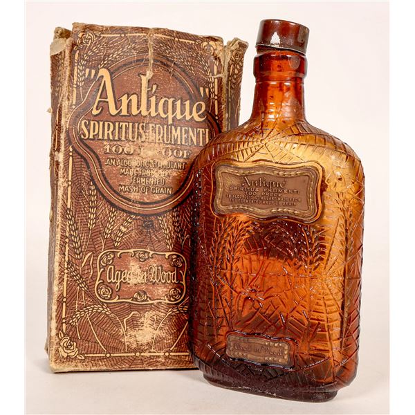 Liquor: Amber Spider Web Whiskey Bottle in Original Box  1916 [180681]