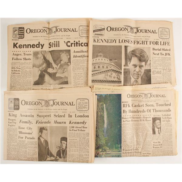 Robert Kennedy Shooting Oregon Journal  (4 Editions) 1968 [89849]