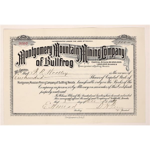 Montgomery Mountain Mining of Bullfrog Stock [181243]