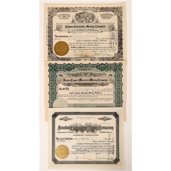 Goldfield Jumbo Mining Stocks, 3 Different [180605]