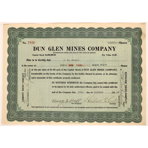 Dun Glen Mines Stock [181134]