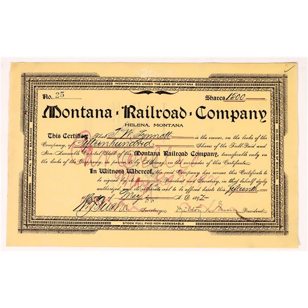 Montana Railroad Company Stock, 1897 [174650]