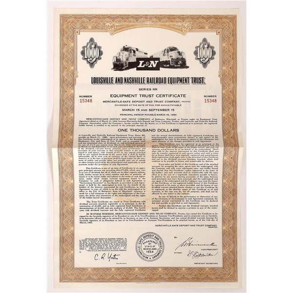 Louisville and Nashville Railroad Equipment Trust, 1 cert [154872]