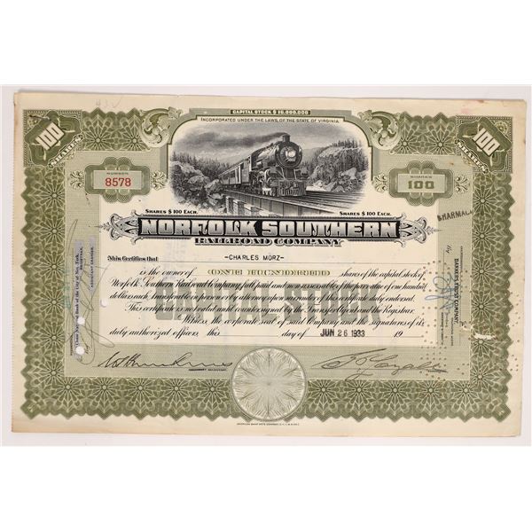 Norfolk Southern Railroad Co Stock 1933  [154022]