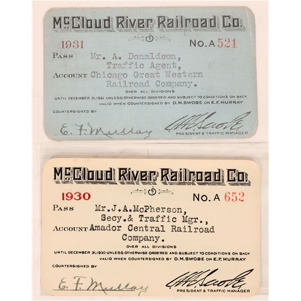 McCloud River Railroad Co. passes1930/31 [172145]