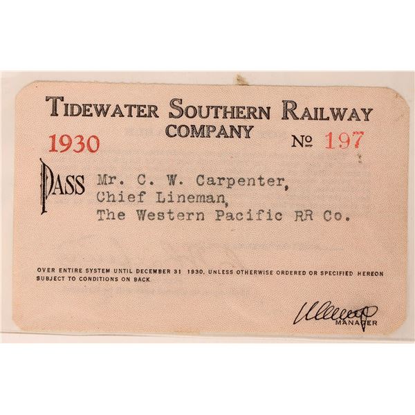 Tidewater Southern Railway Co pass 1930 [179664]