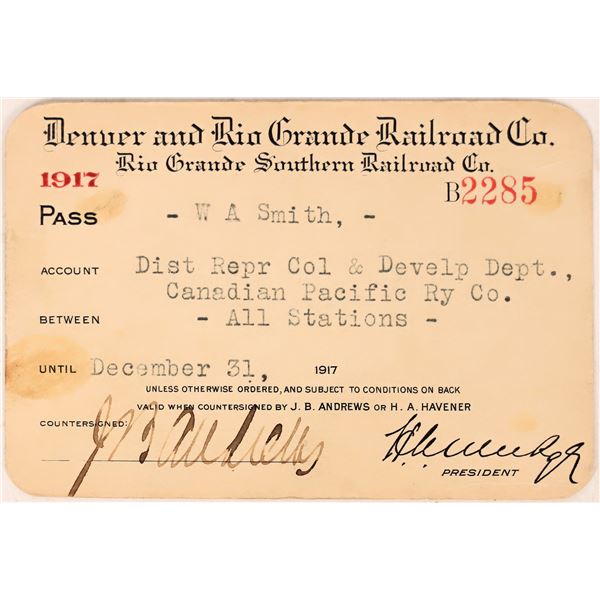 Denver and Rio Grande RR Co pass. 1917 [179478]