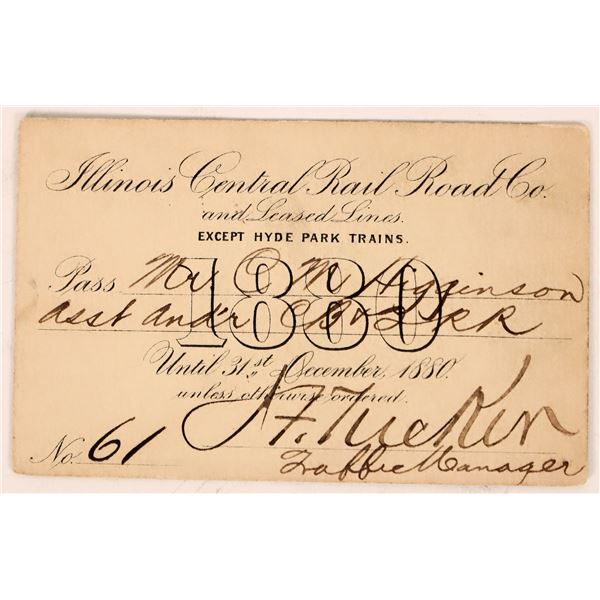 Illinois Central Rail Road Pass, 1880 [179883]