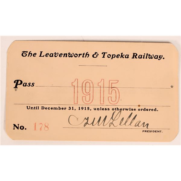 Leavenworth & Topeka Railway Pass 1915 [179856]