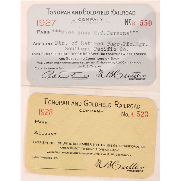 Tonopah and Goldfield RR Co pass1927/28 [179659]