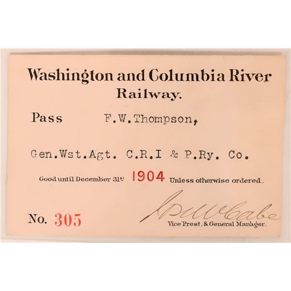 Washington and Columbia River RY pass 1904 [179620]