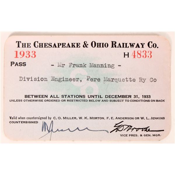 Chesapeake & Ohio Railway Pass 1933 [179909]