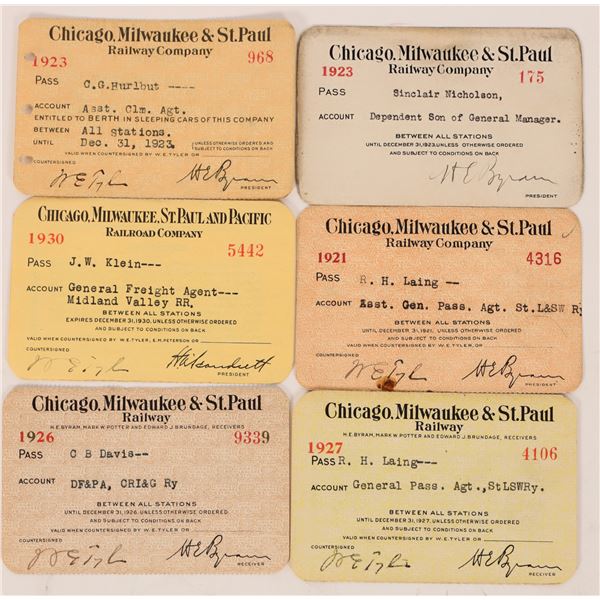 Chicago, Milwaukee & St. Paul Railway Passes, 6 Different [179892]