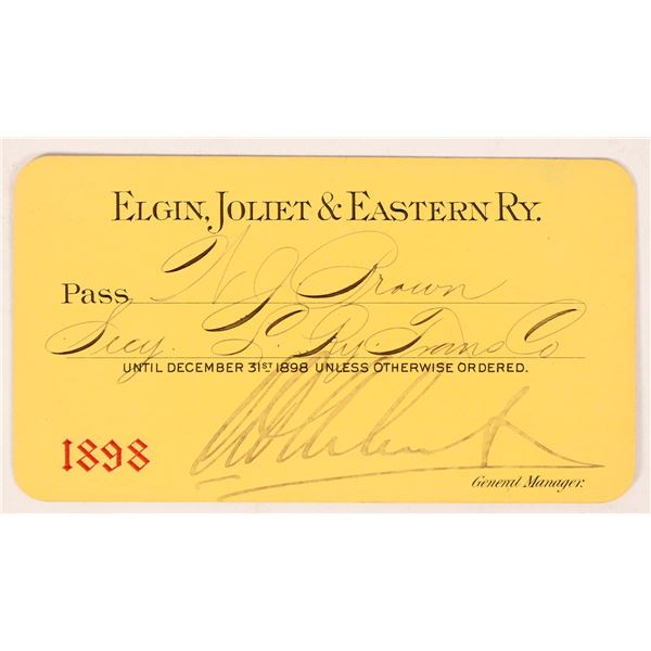 Elgin, Joliet & Eastern Ry. Pass 1898 [179987]