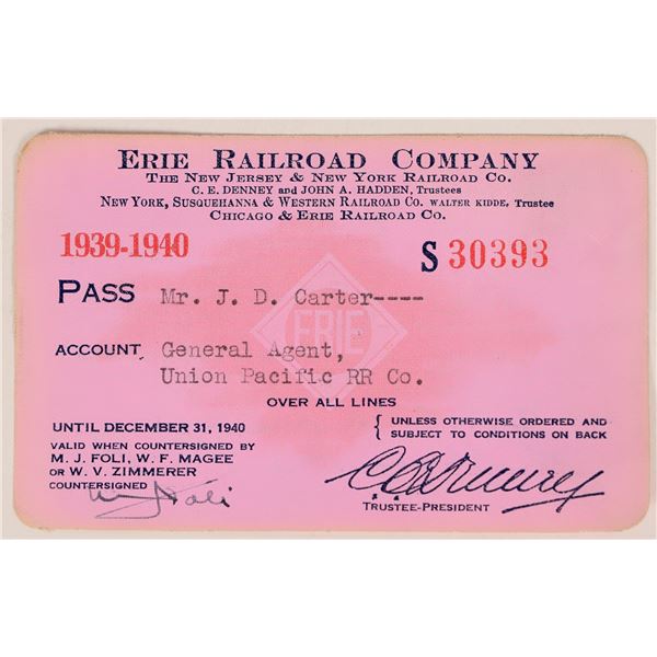 Erie Railroad Pass 1939-40 [179888]