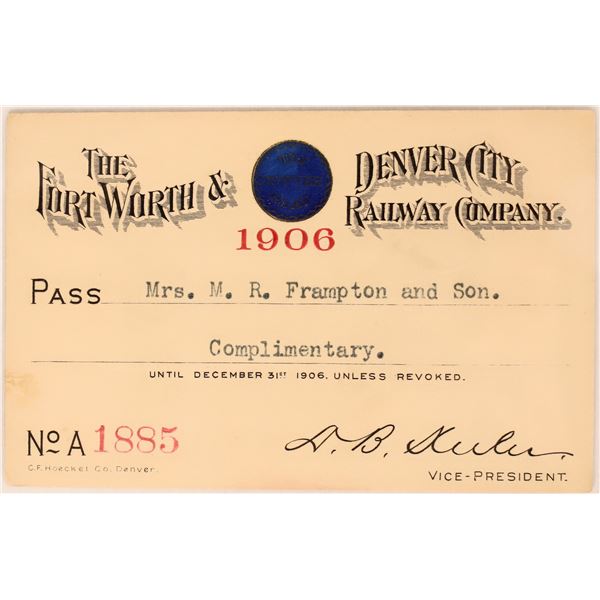 Fort Worth & Denver City RY Co pass 1906 [179473]