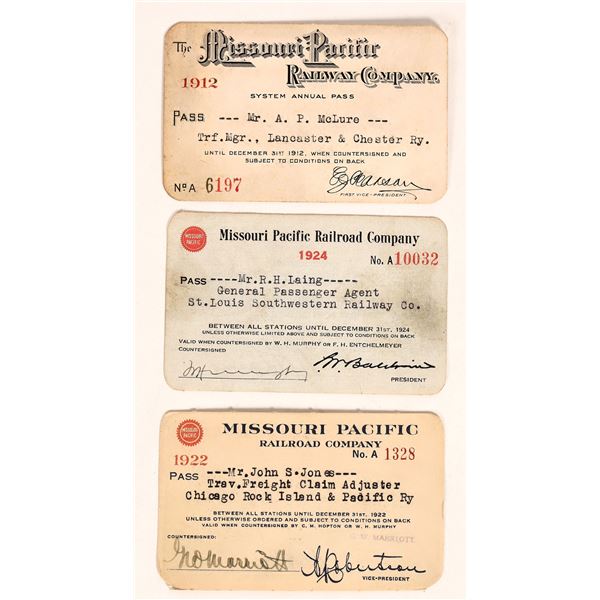 Missouri Pacific Railway Company, Annual Passes, 1912, 1922, 1924 [179833]