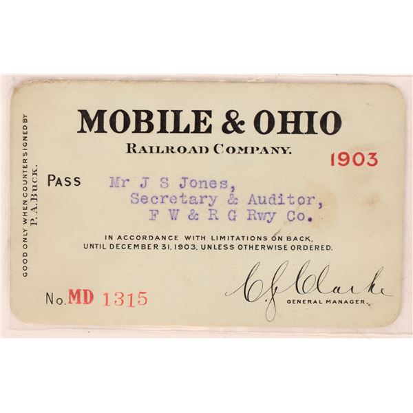 Mobile & Ohio Railroad Pass [179841]