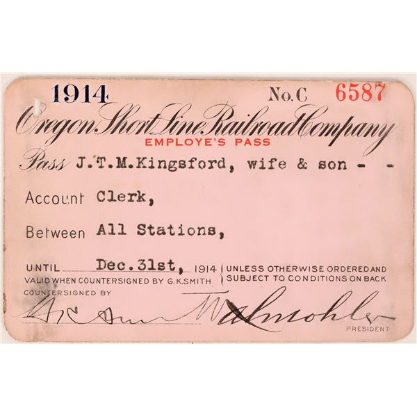 Oregon Short Line RR Co pass 1914 [179592]