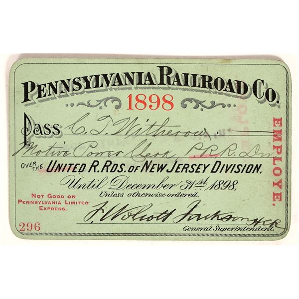 Pennsylvania Railroad Co., Annual Pass, 1898. [179824]