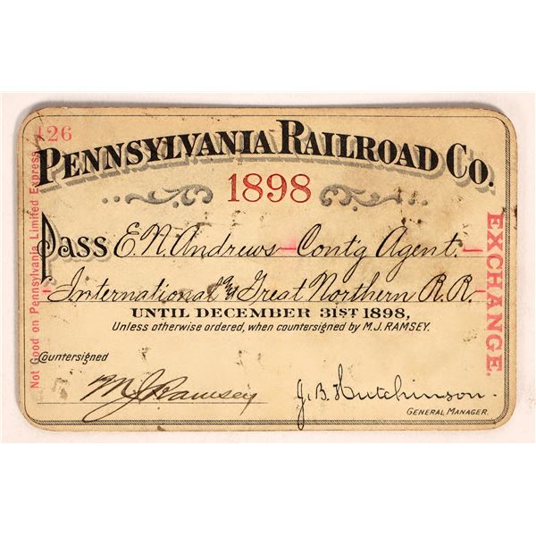 Pennsylvania Railroad Co., Annual Pass, 1898. [179827]