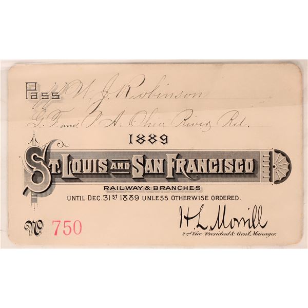 St Louis and San Francisco RY pass 1889 [179645]